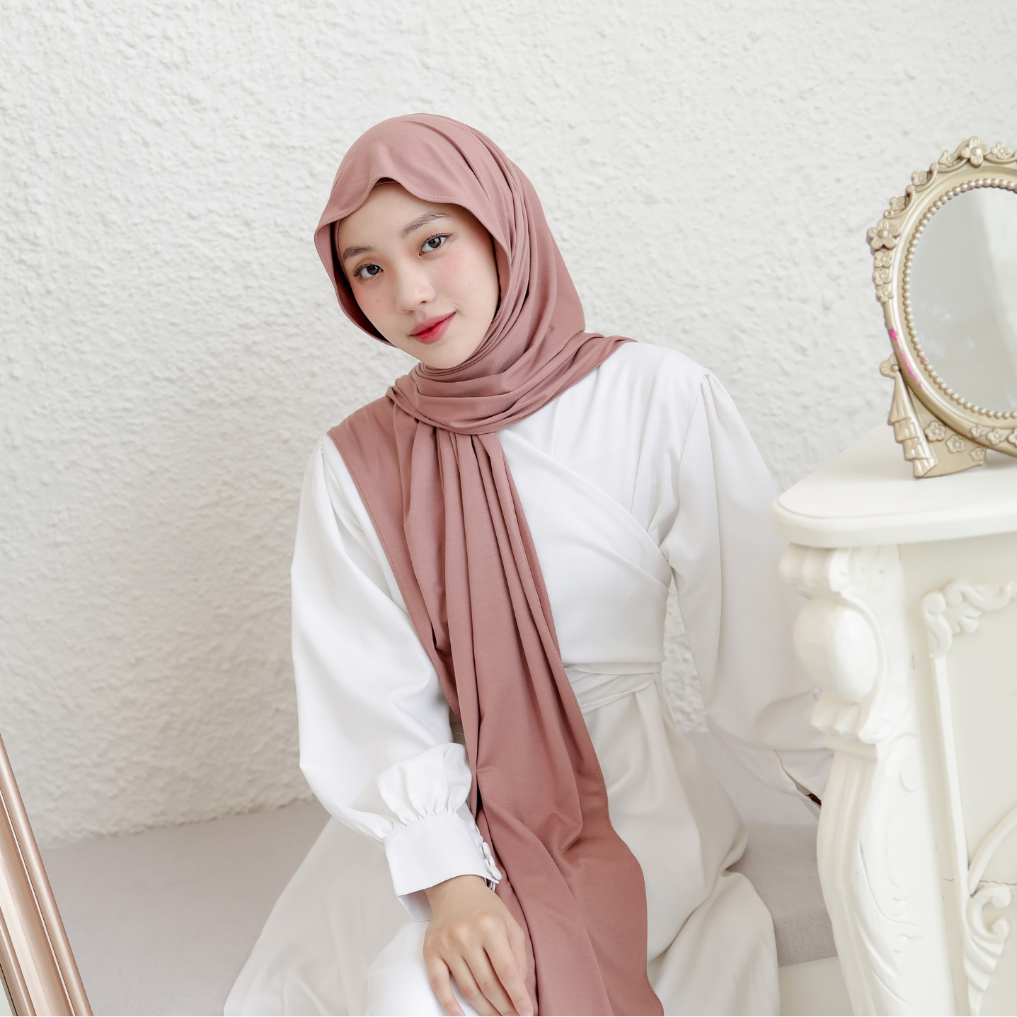 Sawda Pashmina Inner Rayon Mocca Peach