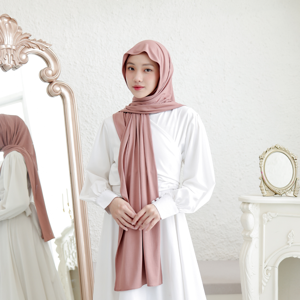 Sawda Pashmina Inner Rayon Mocca Peach