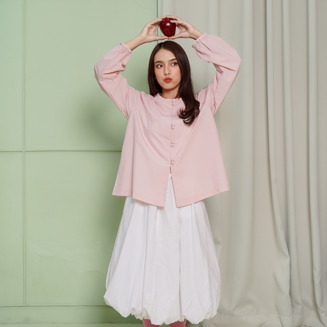 Radwa Top Kemeja Fitted Shirt Blouse Blush