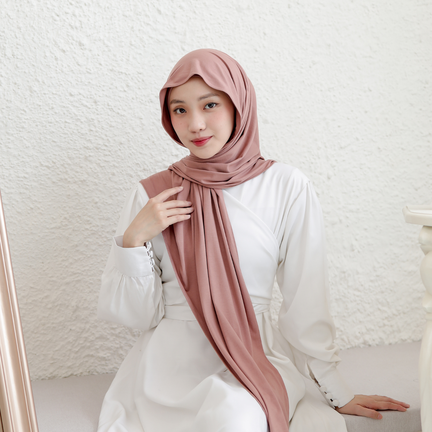 Sawda Pashmina Inner Rayon Mocca Peach