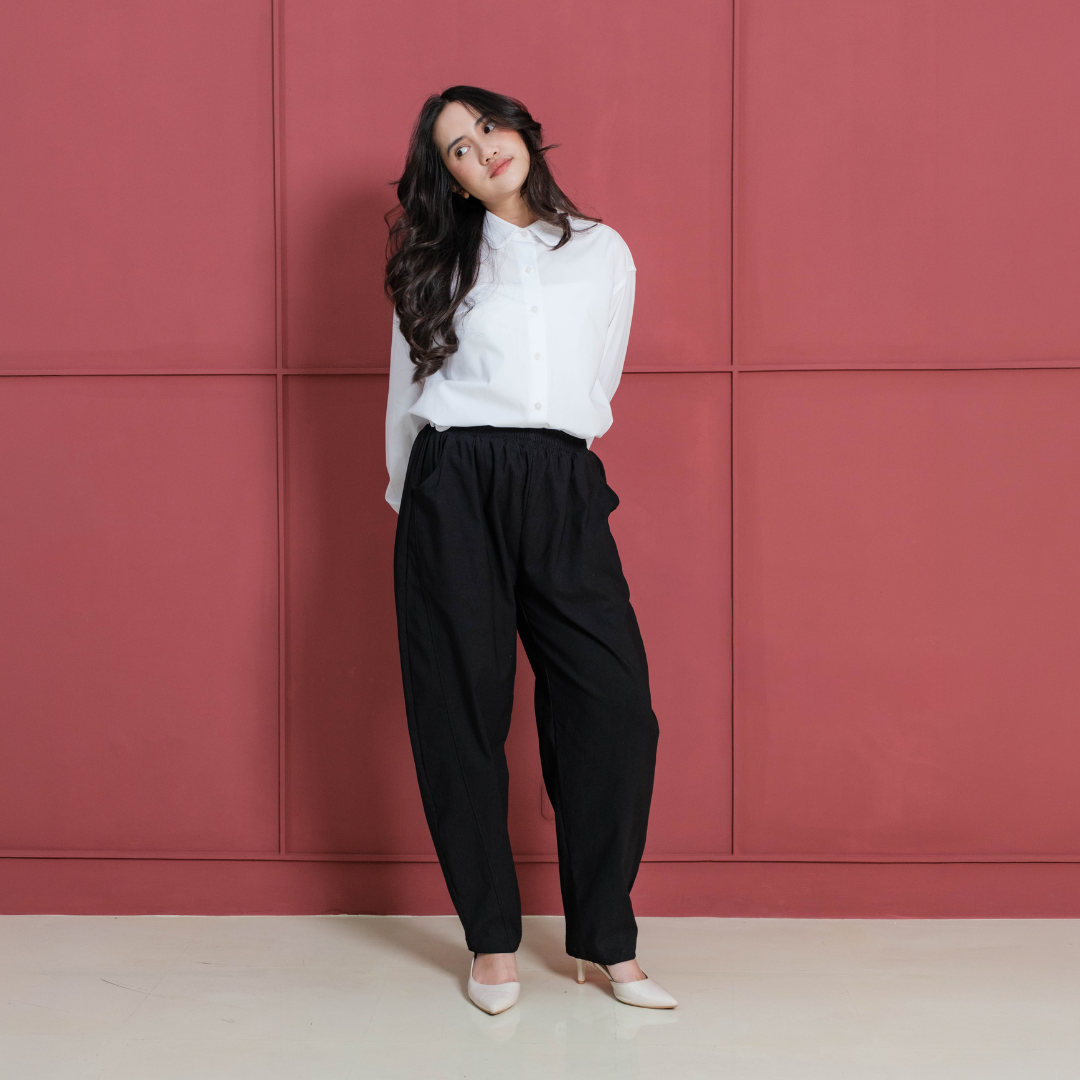 Ulla Barrel Pants Black