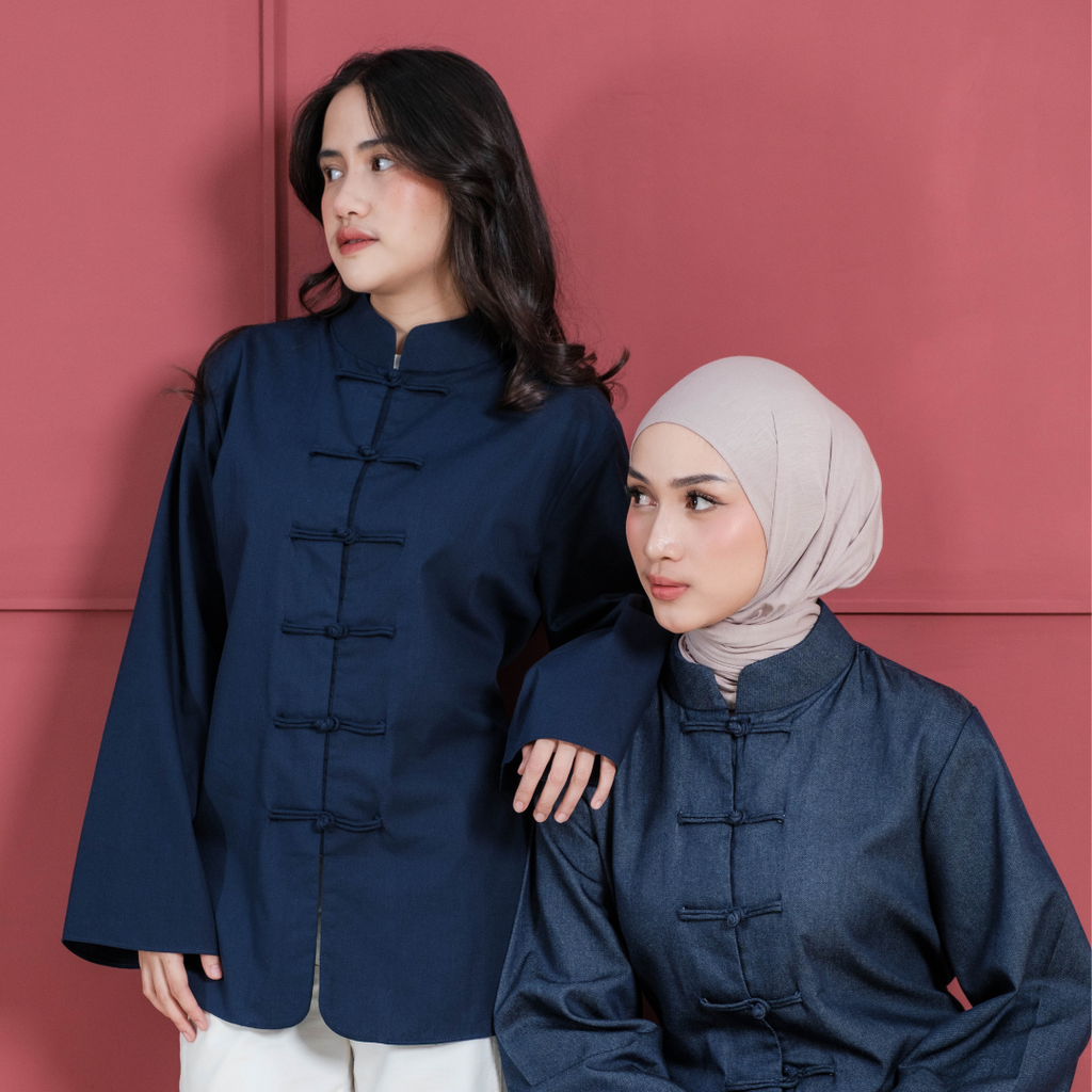 Katrina Cheongsam Shirt Navy