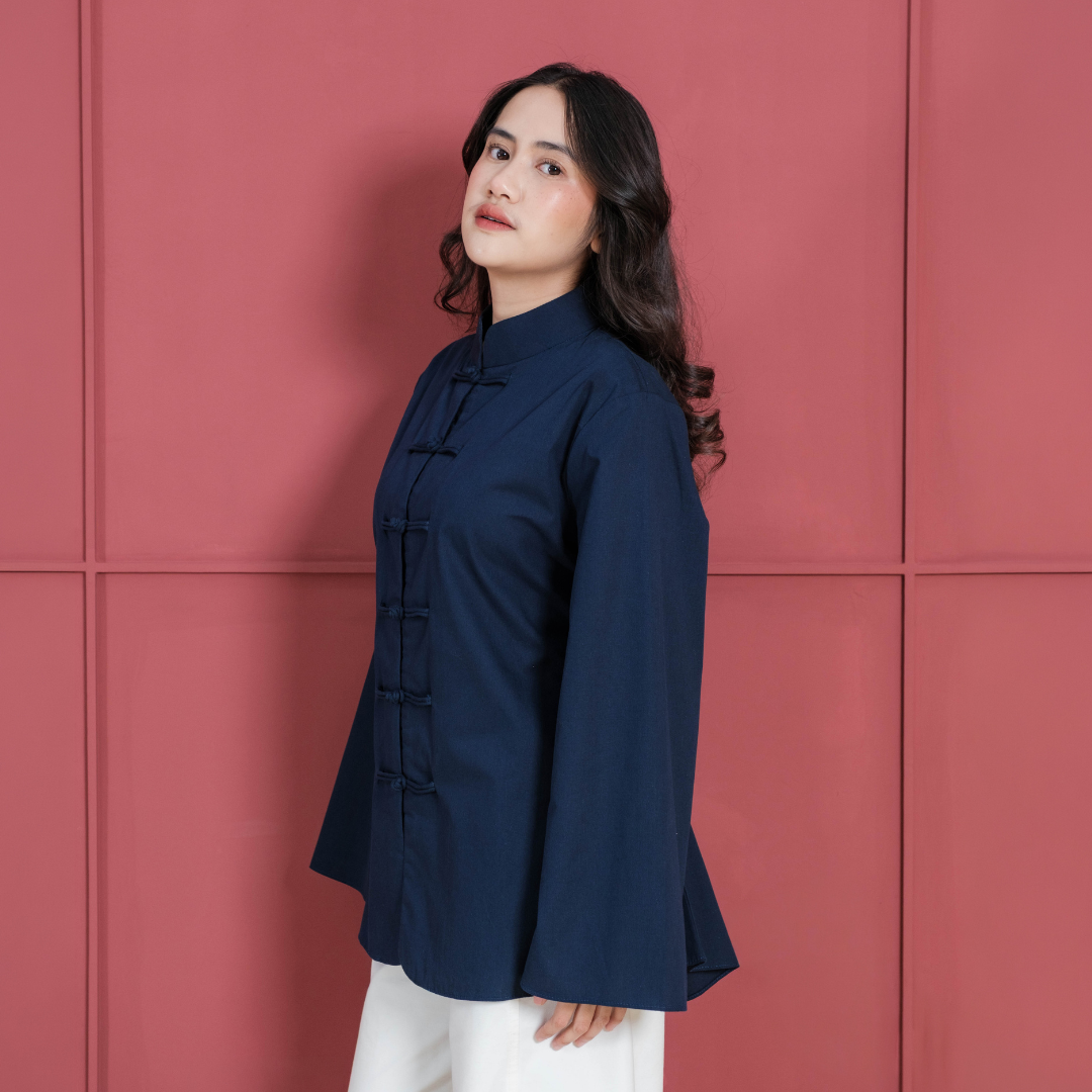 Katrina Cheongsam Shirt Navy