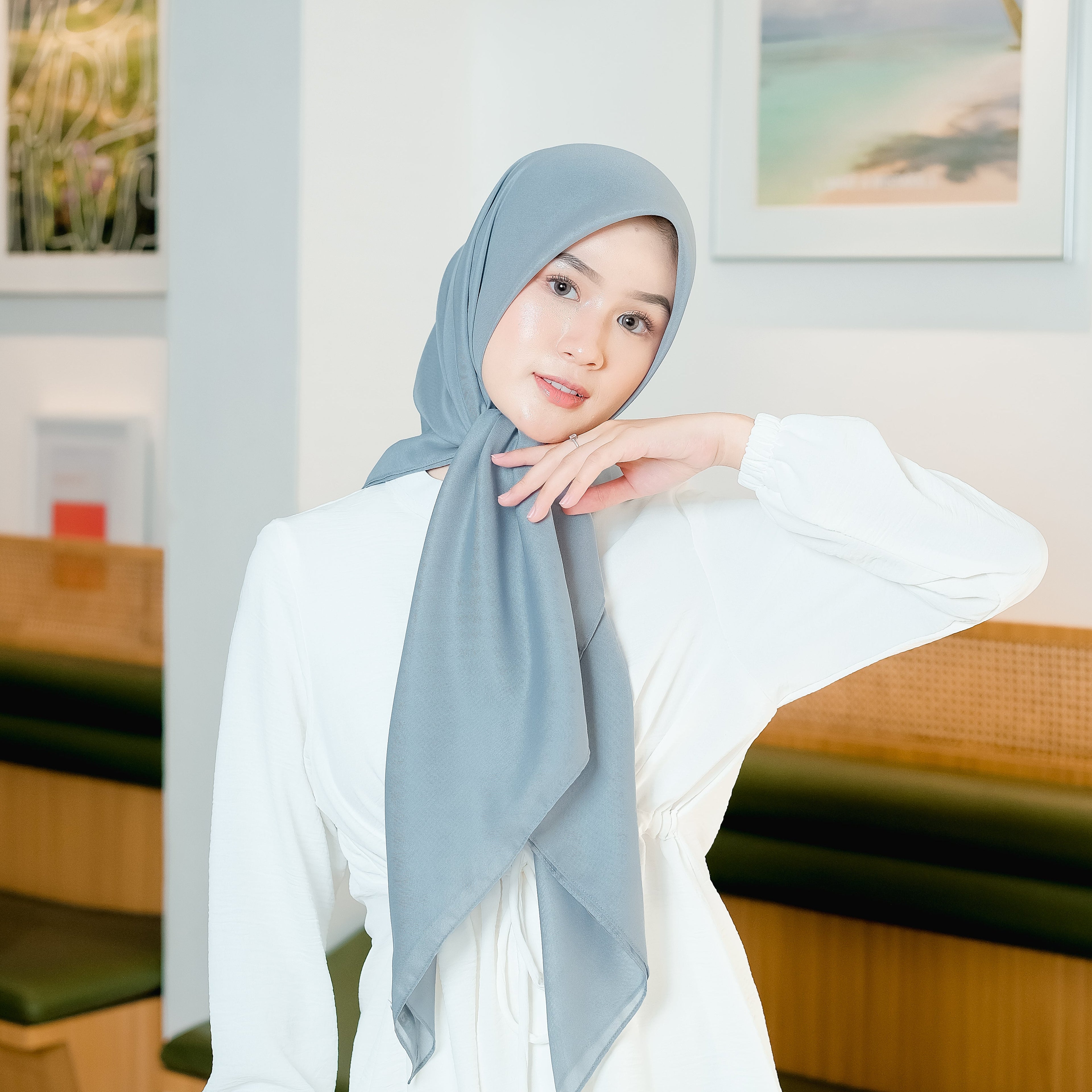 Sahla Hijab Segiempat Paris Blue Grey
