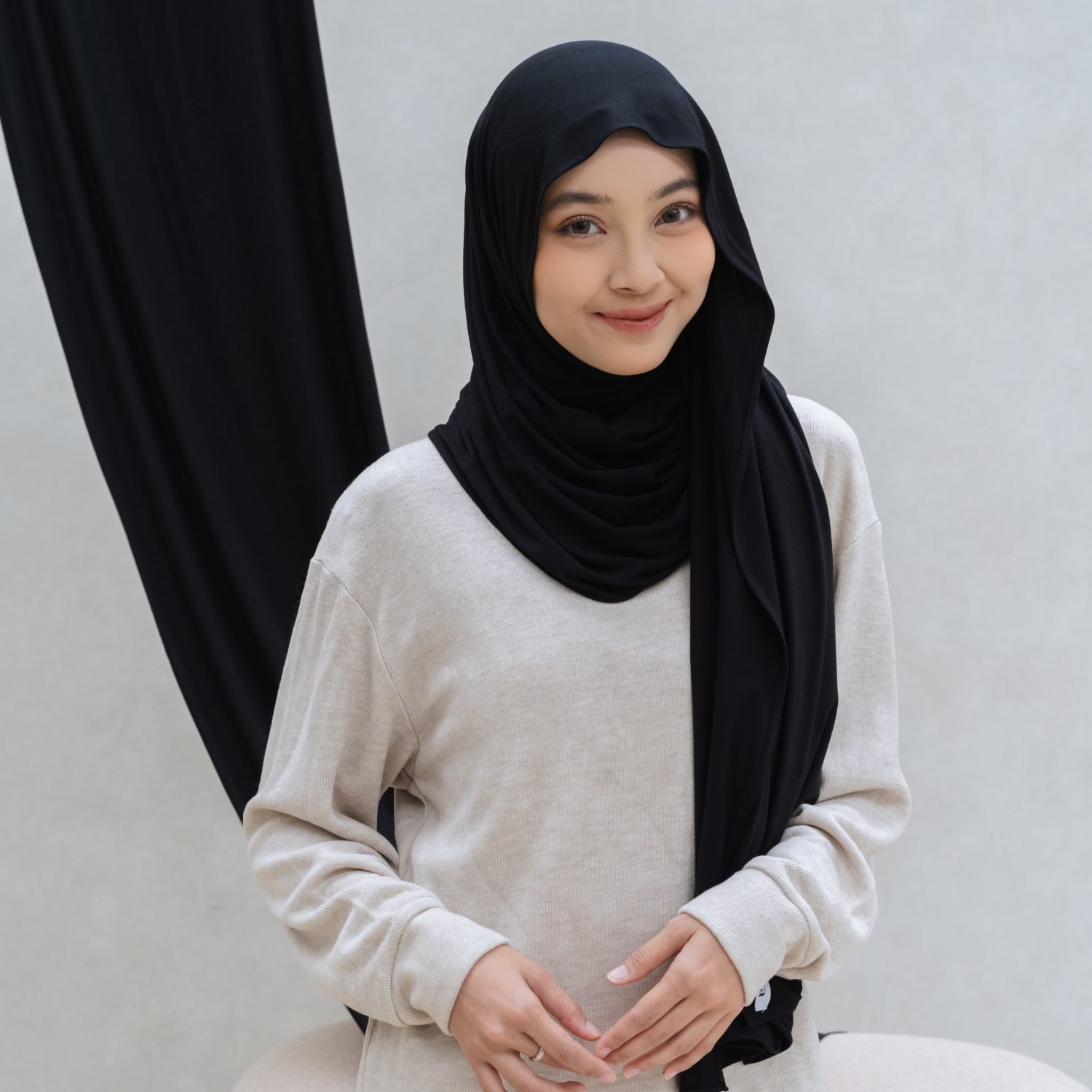 Saafiya Shawl Pashmina Airflow Rayon Black
