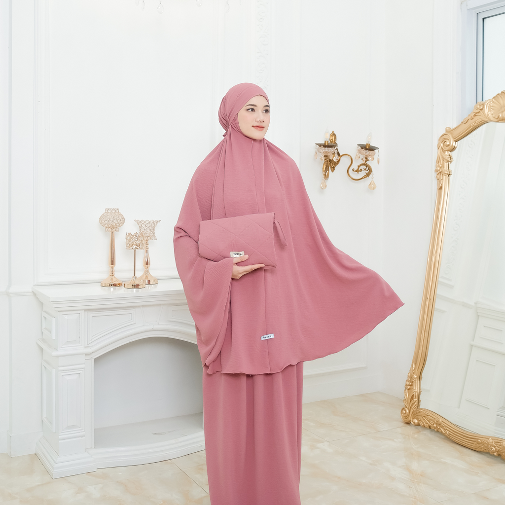 Ferwa Mukena Crinkle Airflow 3in1 Copper Rose