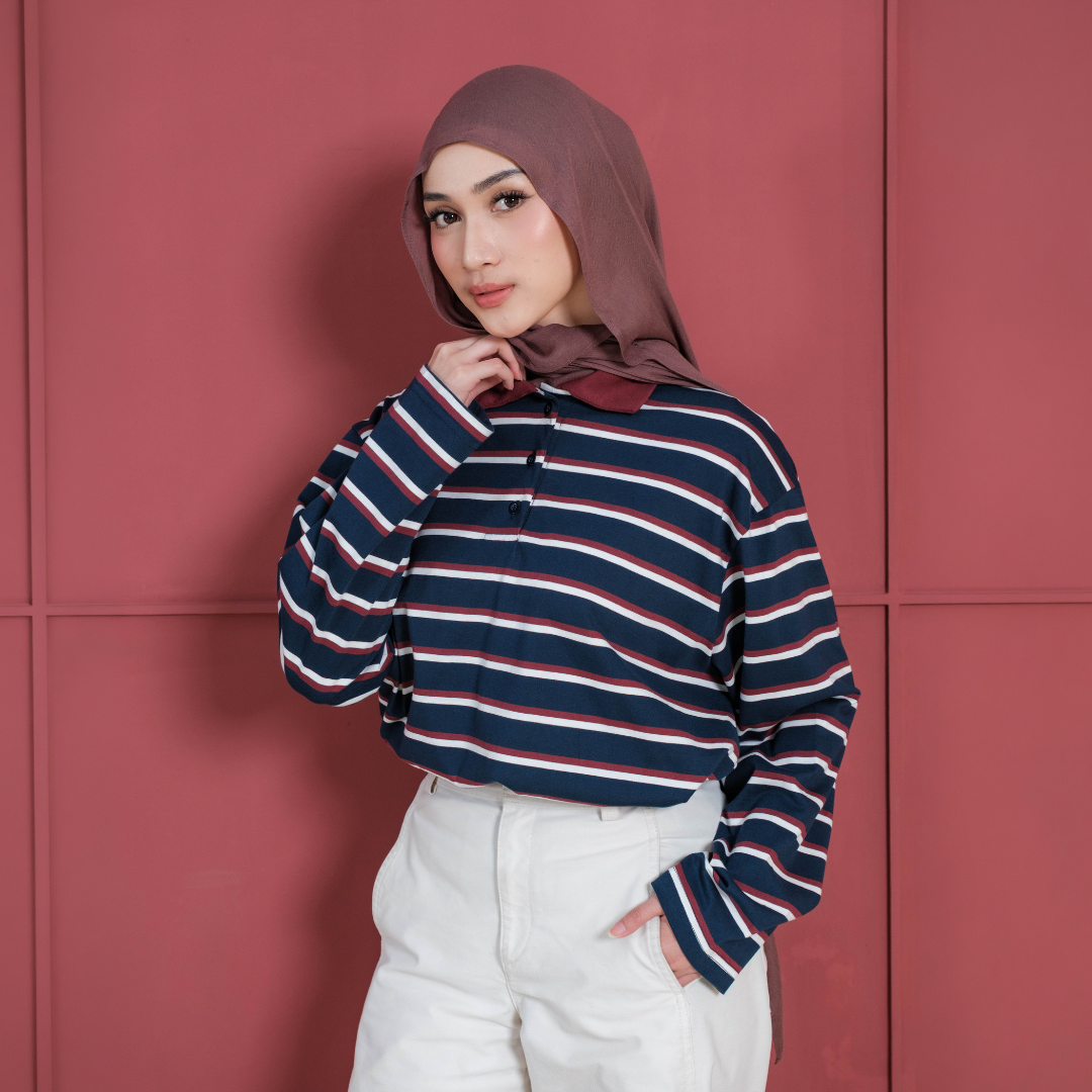 Fadma Polo Stripe Shirt Maroon