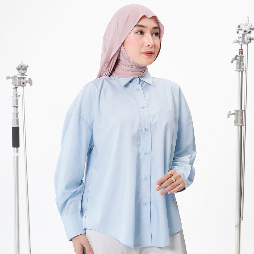 Hamra Oversized Basic Shirt Sky Blue