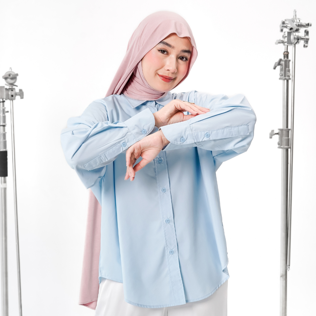 Hamra Oversized Basic Shirt Sky Blue