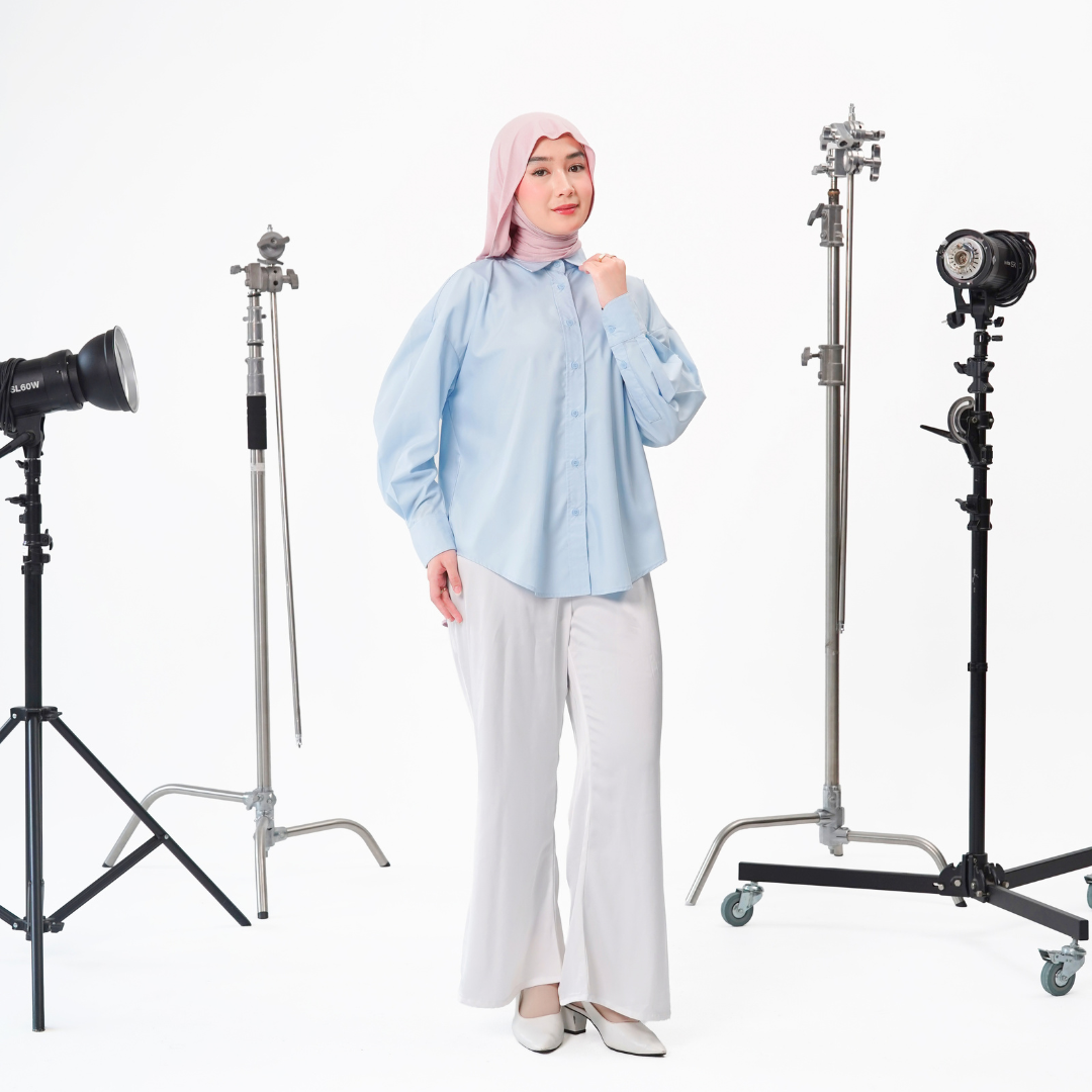 Hamra Oversized Basic Shirt Sky Blue
