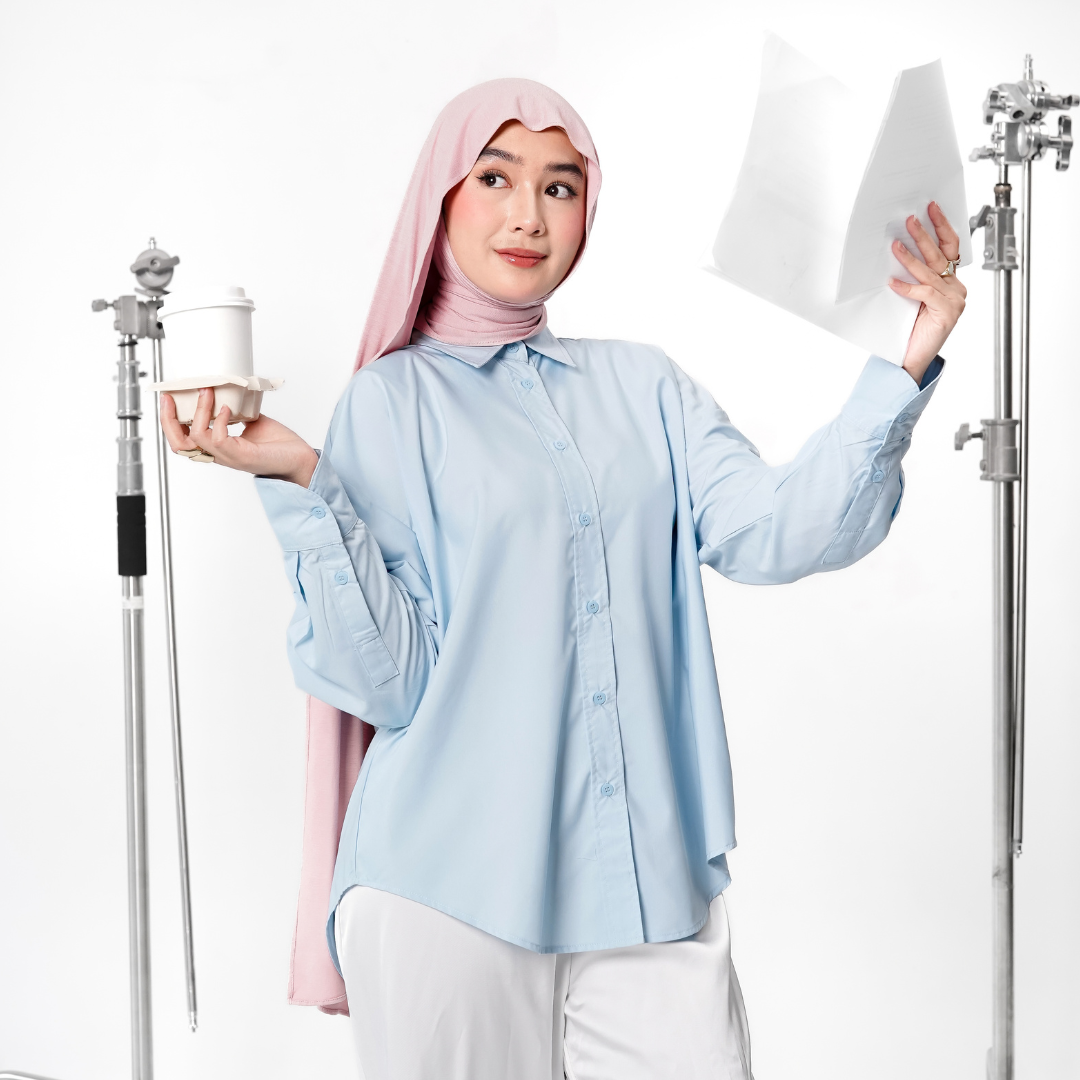 Hamra Oversized Basic Shirt Sky Blue