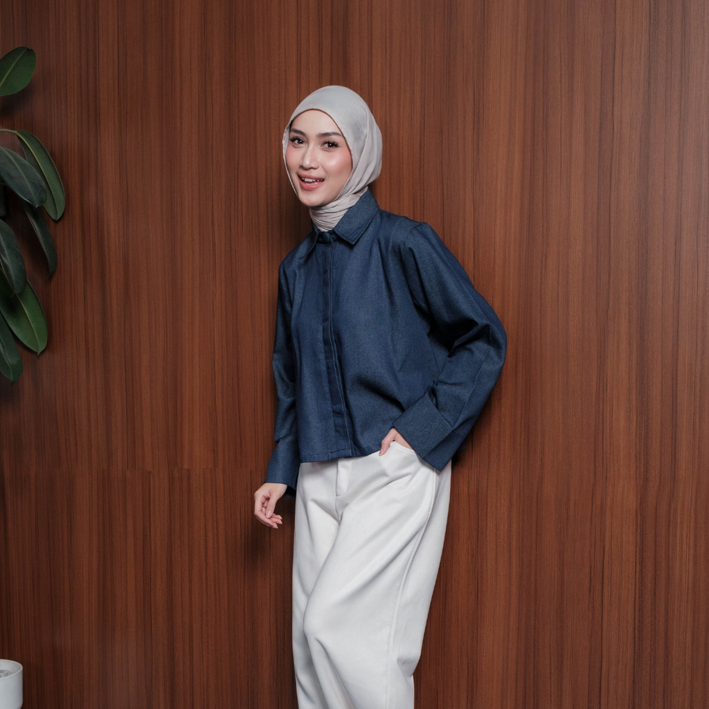 Hawra Boxy Shirt Denim
