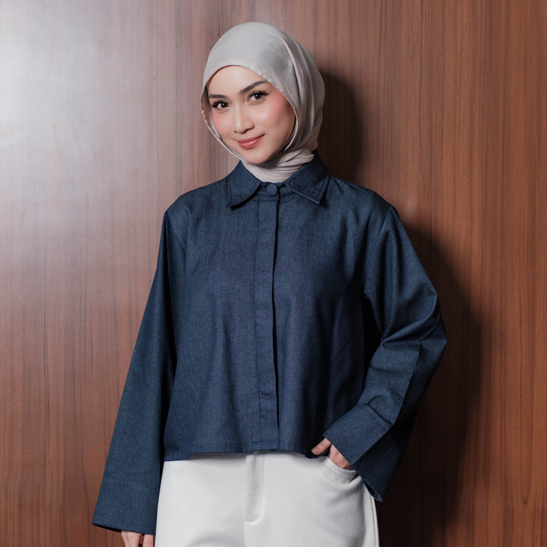 Hawra Boxy Shirt Denim