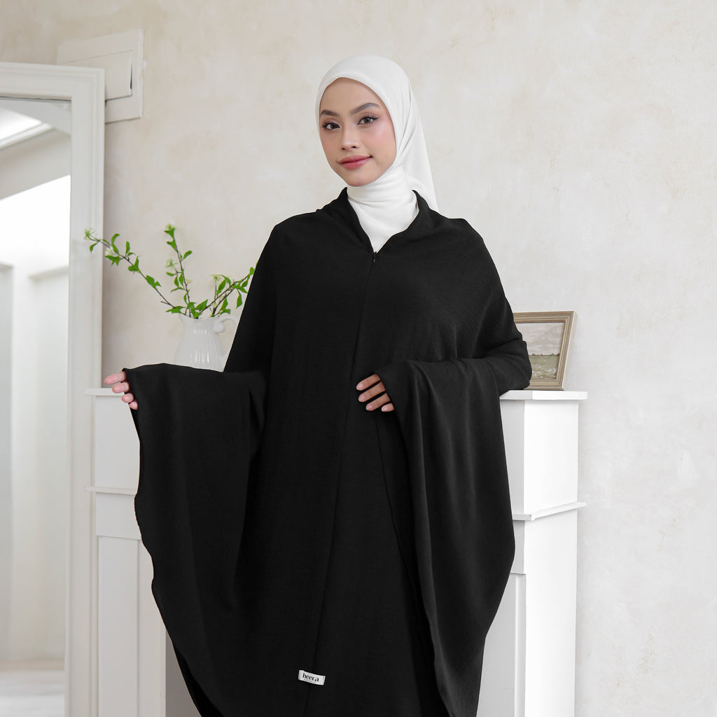 Ferwa Mukena Crinkle Airflow 3in1 Black