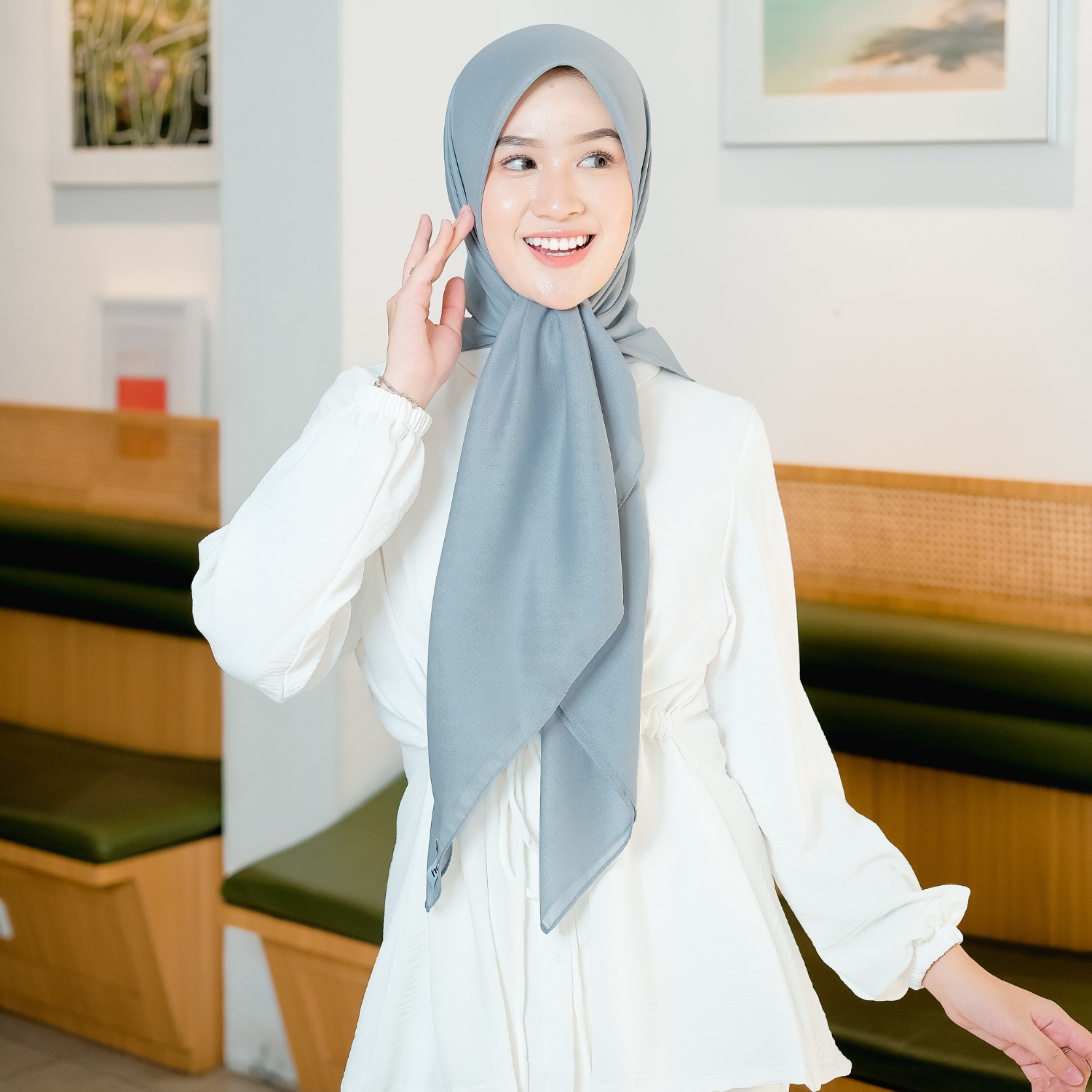 Sahla Hijab Segiempat Paris Blue Grey