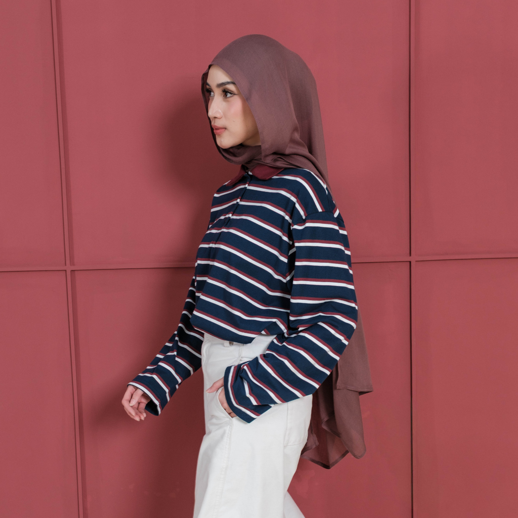 Fadma Polo Stripe Shirt Maroon