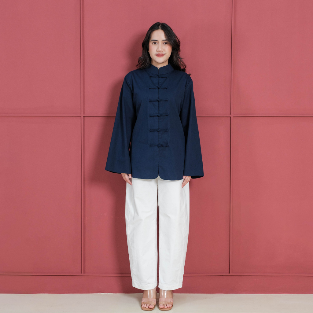 Katrina Cheongsam Shirt Navy