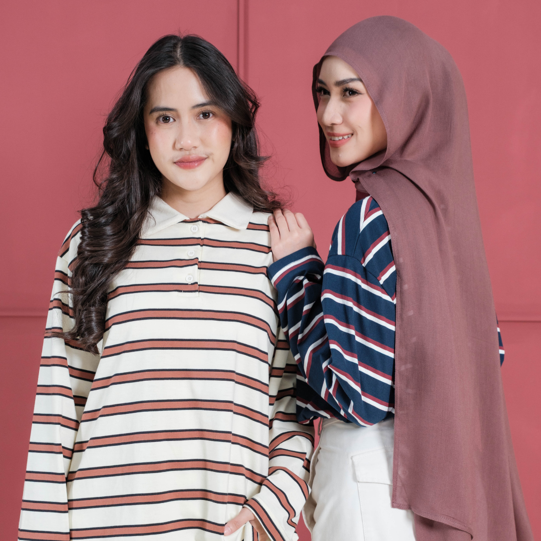 Fadma Polo Stripe Shirt Creamy